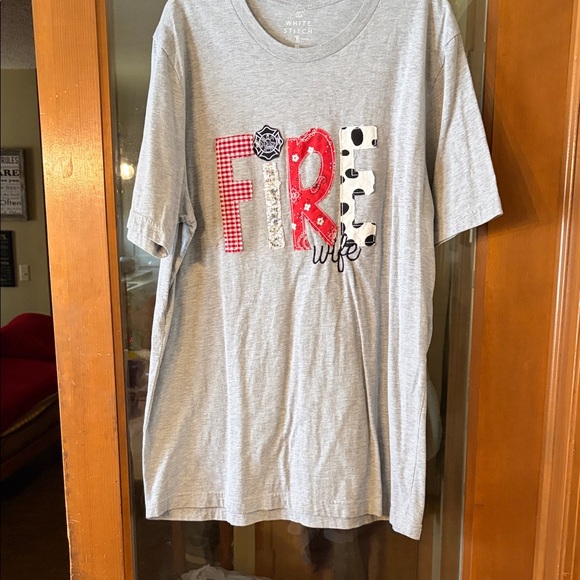 The White Stitch Tops - Gray Fire Wife Graphic Tee